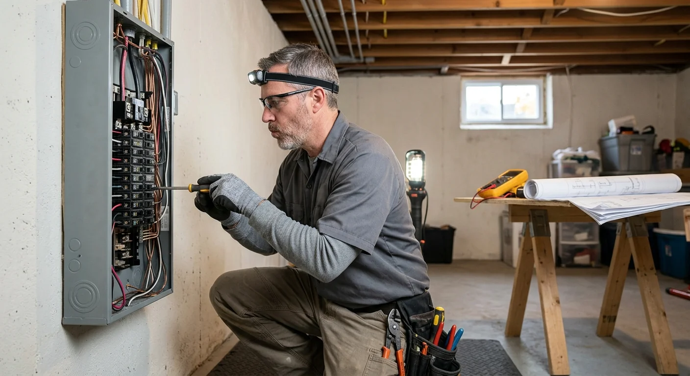 Trained technician verifying EV charger connections and grounding at a Riverhead home