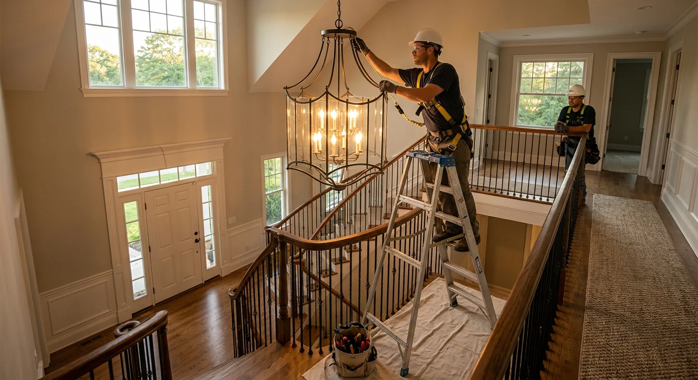 Chandelier Replacement in a Two-Story Foyer
