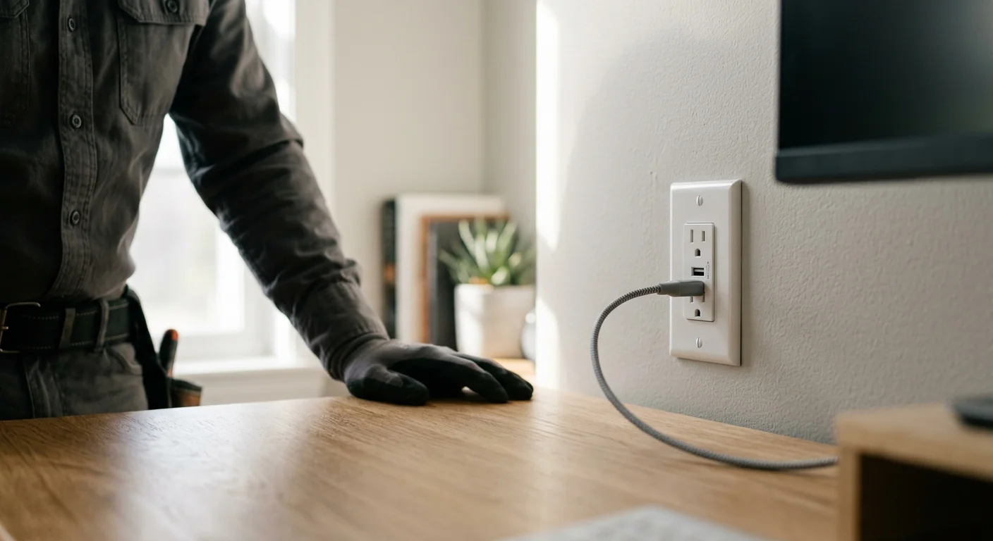 USB Combination Outlet Retrofit in a Home Office